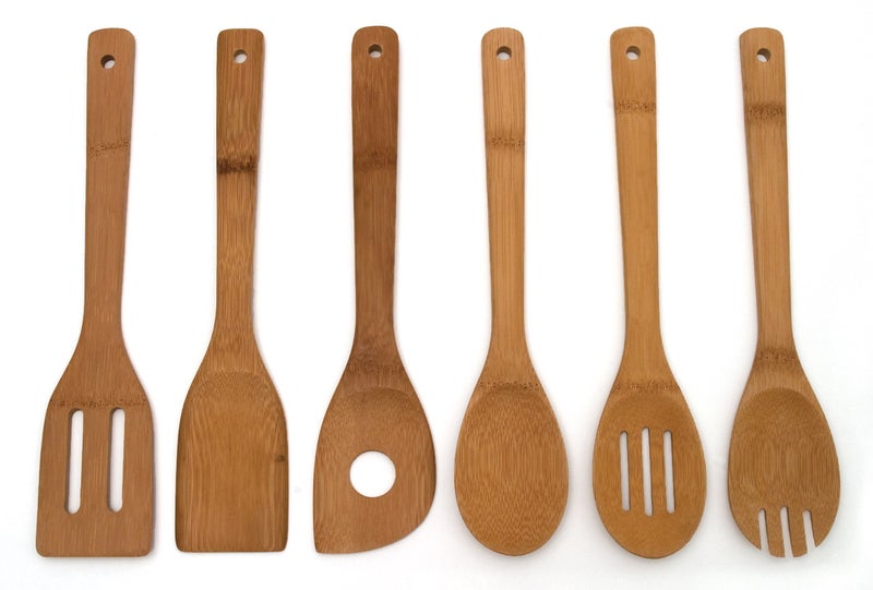 Lipper International 826 Bamboo Wood Kitchen Tools in Mesh Bag, 6-Piece Set - Image 1